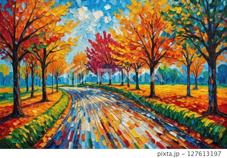 A Stroll through Autumn Vibrance with Generative AI. 127613197
