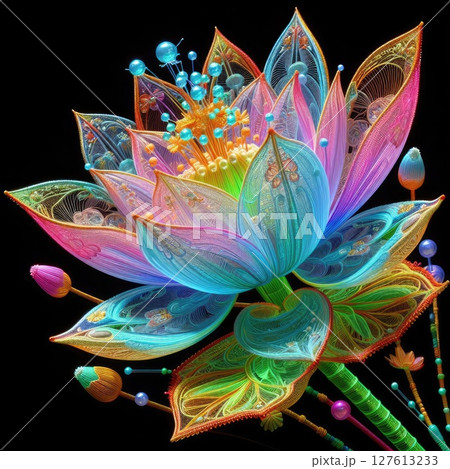 Radiant Bloom: A Symphony of Colors and Textures in Water lily with Generative AI. 127613233