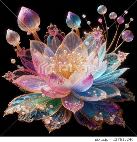 Radiant Bloom: A Symphony of Colors and Textures in Water lily with Generative AI. 127613240