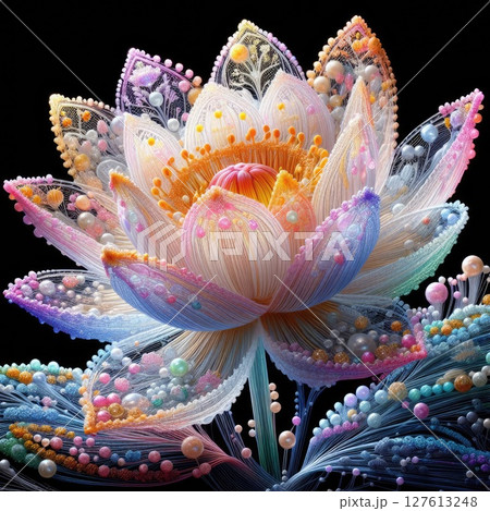 Radiant Bloom: A Symphony of Colors and Textures in Water lily with Generative AI. 127613248