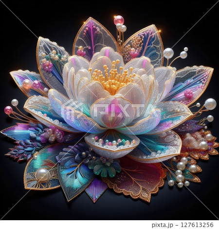 Radiant Bloom: A Symphony of Colors and Textures in Water lily with Generative AI. 127613256