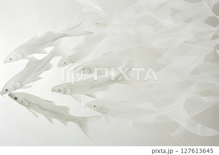 魚群のテクスチャー（白の世界） 127613645