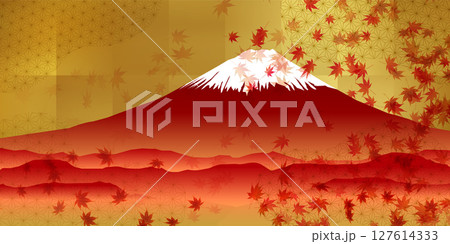 富士山 紅葉 もみじ 秋 背景 富士山 紅葉 もみじ 秋 背景 127614333