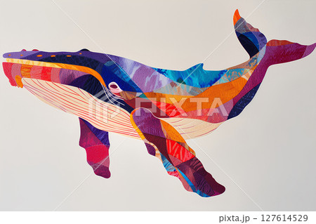 カラフルな鯨のテクスチャー 127614529