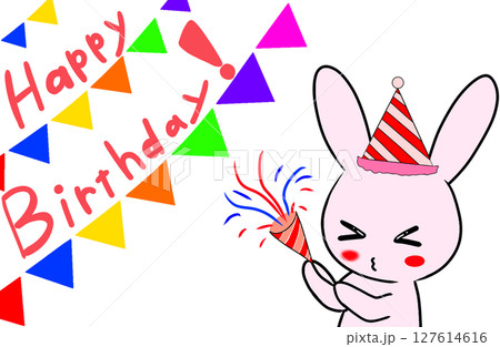 誕生日　ハッピーバースデー　誕生日おめでとう　うさぎ　素材　 127614616