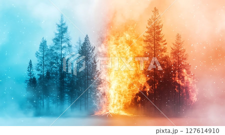 background with fire and raysのイラスト素材 [127614910] - PIXTA