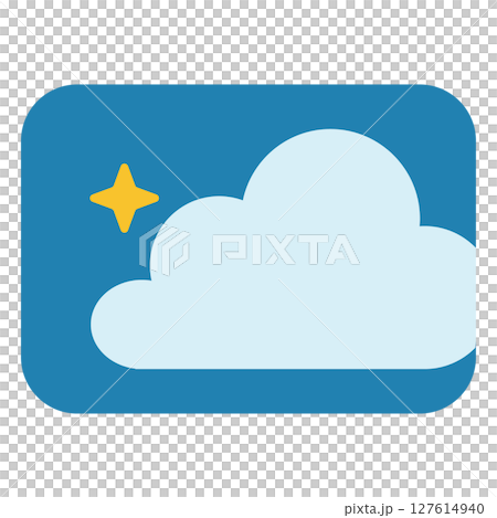 Cute night sky icon with clouds and stars 127614940