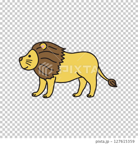 シンプル動物イラスト　ライオン 127615359