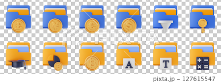 3d file folder data document information archive icon set bundle illustration 3d file folder data document information archive icon set bundle illustration 127615547