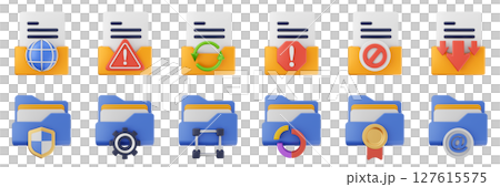 3d file folder data document information archive icon set bundle illustration 127615575