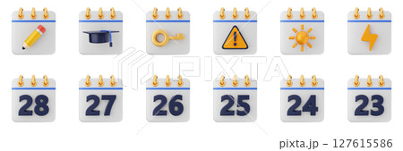 3d calendar schedule event reminder date month icon set bundle illustration 3d calendar schedule event reminder date month icon set bundle illustration 127615586