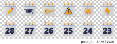 3d calendar schedule event reminder date month icon set bundle illustration 3d calendar schedule event reminder date month icon set bundle illustration 127615586