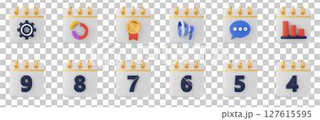 3d calendar schedule event reminder date month icon set bundle illustration 127615595