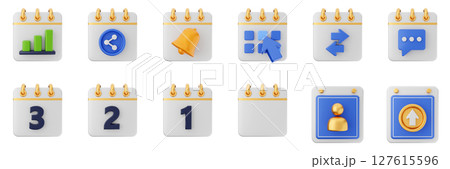 3d calendar schedule event reminder date month icon set bundle illustration 127615596