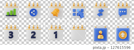 3d calendar schedule event reminder date month icon set bundle illustration 127615596