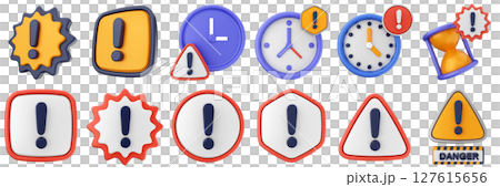 3d warning danger alert caution risk important...のイラスト素材 [127615656 ...
