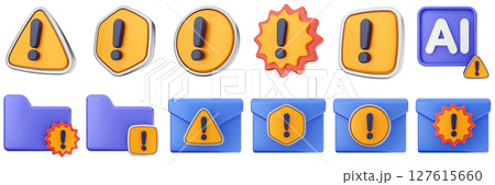 3d warning artificial intelligence folder mail danger alert caution risk important sign icon set bundle 3d warning artificial intelligence folder mail danger alert caution risk important sign icon set bundle 127615660