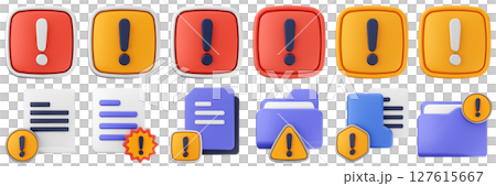 3d warning danger alert caution risk important file folder data sign icon set bundle 3d warning danger alert caution risk important file folder data sign icon set bundle 127615667