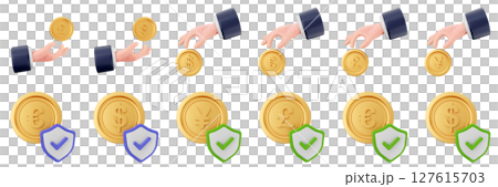 3d coin finance investment wealth payment income money dollar icon set bundle illustration 127615703