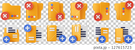 3d file folder data document information archive icon set bundle illustration 127615723