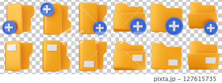 3d file folder data document information archive icon set bundle illustration 127615735