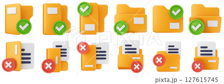 3d file folder data document information archive icon set bundle illustration 127615745