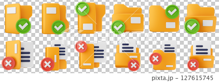 3d file folder data document information archive icon set bundle illustration 127615745