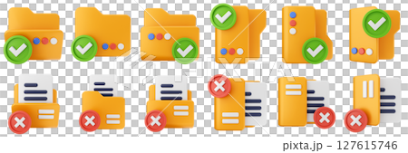 3d file folder data document information archive icon set bundle illustration 127615746