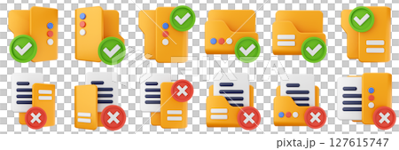 3d file folder data document information archive icon set bundle illustration 127615747