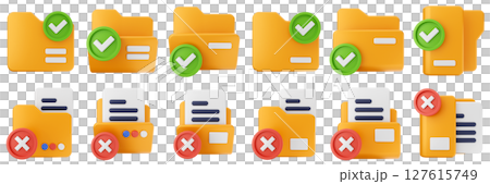 3d file folder data document information archive icon set bundle illustration 127615749