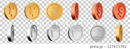 3d coin finance investment wealth payment income money dollar icon set bundle illustration 127615762