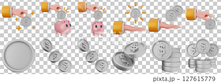 3d money investment transaction coin finance investment wealth payment income dollar icon set bundle illustration 3d money investment transaction coin finance investment wealth payment income dollar icon set bundle illustration 127615779
