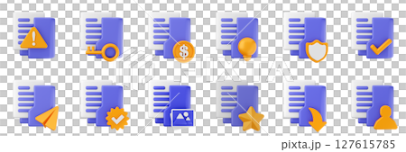 3d file folder shield protect user star data document archive icon set bundle illustration 127615785