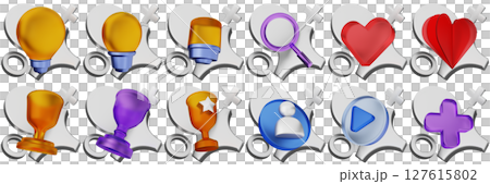 3d icon user interface bundle set illustration technology application business content 127615802