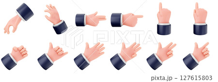 3d hand gestures like thumb finger trendy icon set bundle illustration 127615803