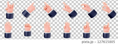 3d hand gestures like thumb finger trendy icon set bundle illustration 127615805