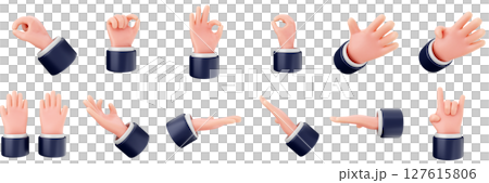 3d hand gestures like thumb finger trendy icon set bundle illustration 127615806