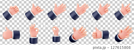 3d hand gestures like thumb finger trendy icon set bundle illustration 127615808