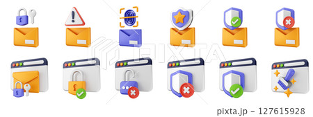 3d internet website mail shield cyber security safety data protection icon set bundle illustration 3d internet website mail shield cyber security safety data protection icon set bundle illustration 127615928