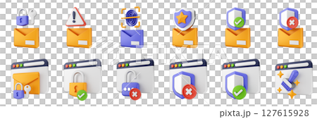 3d internet website mail shield cyber security safety data protection icon set bundle illustration 3d internet website mail shield cyber security safety data protection icon set bundle illustration 127615928