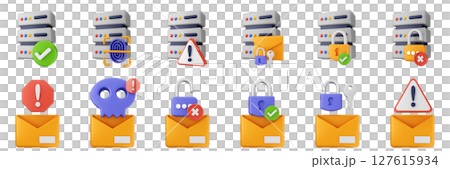 3d internet website mail server cyber security safety data protection icon set bundle illustration 3d internet website mail server cyber security safety data protection icon set bundle illustration 127615934