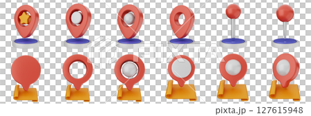 3d location mark navigation mark pin position icon set bundle illustration 3d location mark navigation mark pin position icon set bundle illustration 127615948