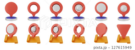3d location mark navigation mark pin position icon set bundle illustration 127615949