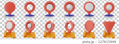 3d location mark navigation mark pin position icon set bundle illustration 3d location mark navigation mark pin position icon set bundle illustration 127615949