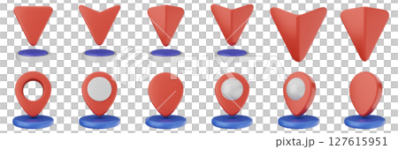 3d location mark navigation mark pin position icon set bundle illustration 127615951