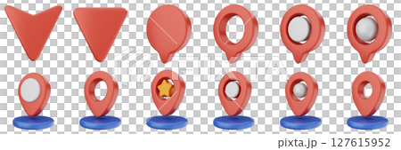 3d location mark navigation mark pin position icon set bundle illustration 3d location mark navigation mark pin position icon set bundle illustration 127615952