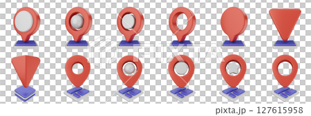 3d location mark navigation mark pin position icon set bundle illustration 3d location mark navigation mark pin position icon set bundle illustration 127615958