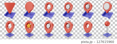 3d location mark navigation mark pin position icon set bundle illustration 3d location mark navigation mark pin position icon set bundle illustration 127615960