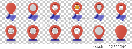 3d location mark navigation mark pin position icon set bundle illustration 127615964