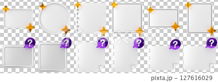 3d message star question mark blank comment sticky note paper text box speech bubble icon set bundle illustration 127616029